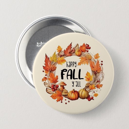 Happy Herfst Y'all Ronde Button 7,6 Cm (Voorkant /achterkant)