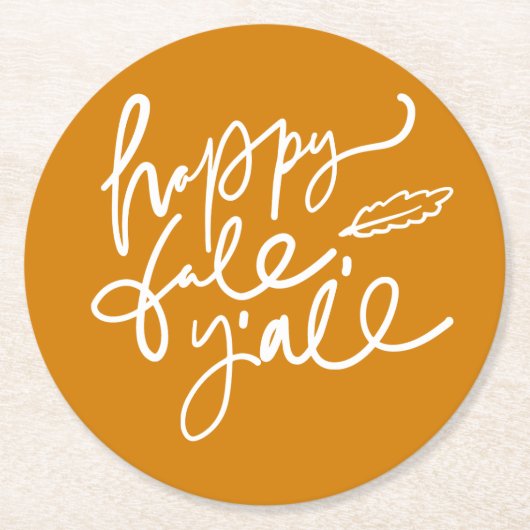 Happy Herfst Y'all Ronde Kartonnen Onderzetter (Voorkant)