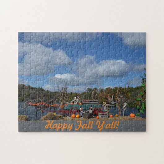 Happy Herfst Y'all Rustic Autumn Display Foto Legpuzzel (Horizontaal)