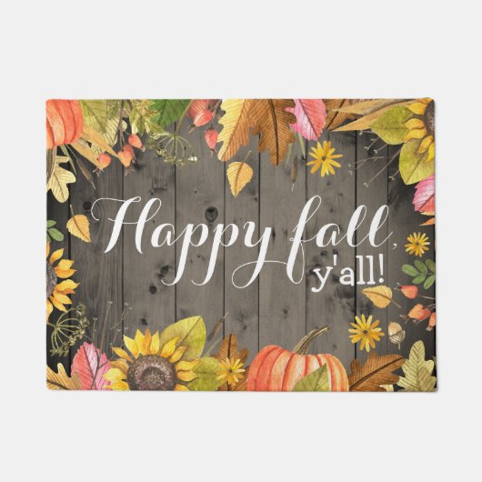 Happy Herfst Y'all Rustic Country Herfst Deurmat (Voorkant)