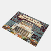 Happy Herfst Ya'll Rustic Truck and Pumpkins Deurmat (Schuin)