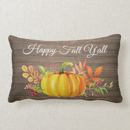 Happy Herfst Y'all Rustic Waterverf Pumpkin Kussen