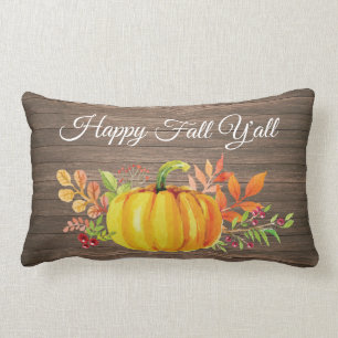 Happy Herfst Y'all Rustic Waterverf Pumpkin Kussen