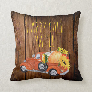 Happy Herfst Ya'll Rustieke  Pick-up Pompoenen Kussen