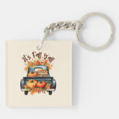 Happy Herfst Y'all – Rustieke truck met pompoenen Sleutelhanger (Achterkant)