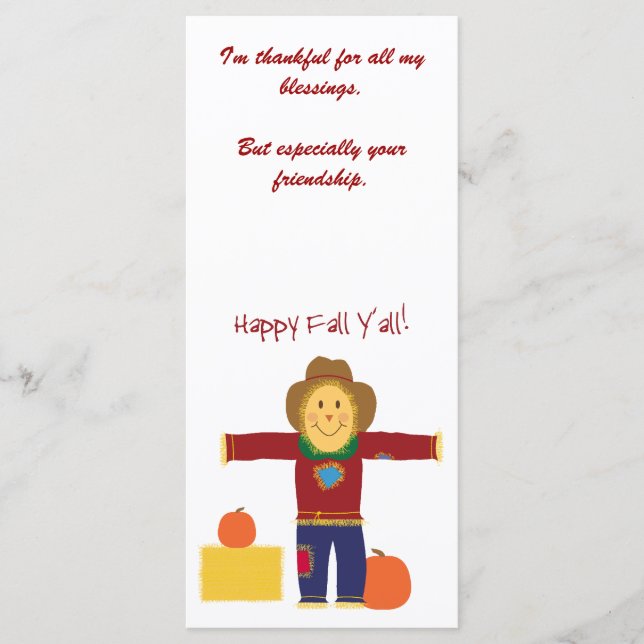 Happy Herfst Y'all: Scarecrow Thanksgiving cards. (Voorkant)