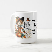 Happy Herfst Yall Schattigee vogelverschrikker en  Koffiemok (Voorkant links)