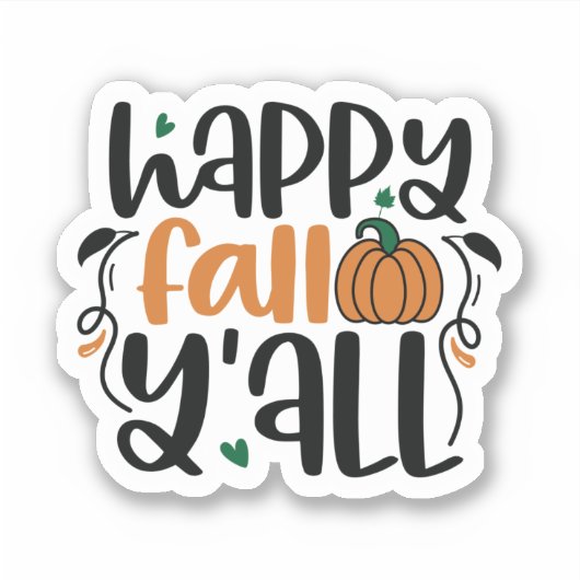 Happy Herfst Y'all Sticker (Voorkant)