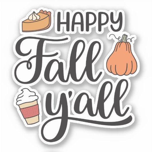 Happy Herfst Y'all Sticker (Voorkant)
