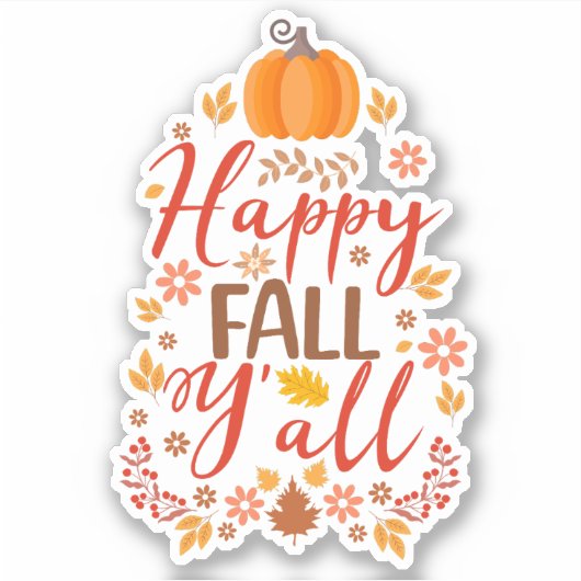 Happy herfst y'all sticker (Voorkant)