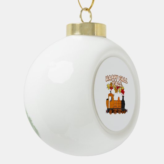 Happy Herfst Y'All Stoomtrein Pompoen Spoorweg Keramische Bal Ornament (Links)