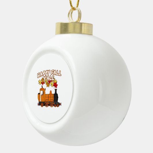 Happy Herfst Y'All Stoomtrein Pompoen Spoorweg Keramische Bal Ornament (Rechts)