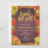 Happy Herfst Y'all Thanksgiving Dinner Invitation Kaart (Voorkant)