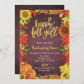 Happy Herfst Y'all Thanksgiving Dinner Invitation Kaart (Voorkant / Achterkant)