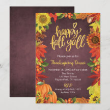 Happy Herfst Y'all Thanksgiving Dinner Invitation