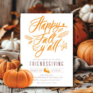 Happy Herfst Y'All Thanksgiving Friendsgiving Kaart