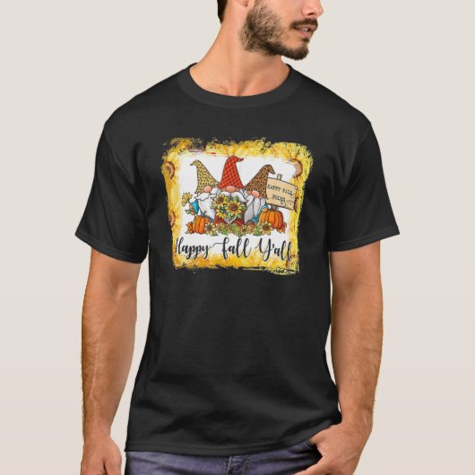 Happy Herfst Y'all Three Gnome Leopard Pset Pumpki T-shirt (Voorkant)