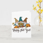 Happy Herfst Yall Three Gnomen Leopard Sunflower G Kaart (Gele Bloem)