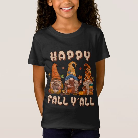 Happy Herfst Yall Three Gnomen Leopard Sunflower T-shirt (Voorkant)