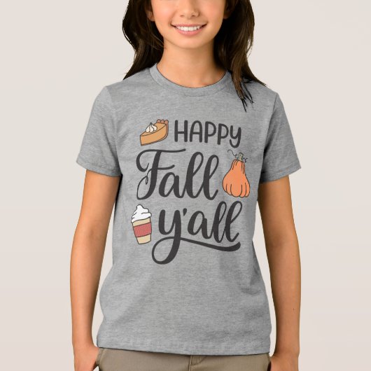 Happy Herfst Y'all Tri-Blend Shirt (Voorkant)