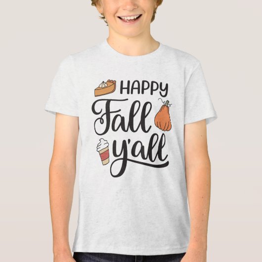 Happy Herfst Y'all Tri-Blend Shirt (Voorkant)