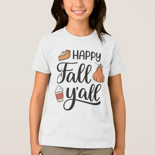 Happy Herfst Y'all Tri-Blend Shirt (Voorkant)