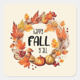 Happy Herfst Y'all Vierkante Sticker