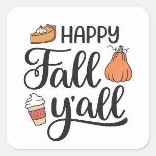 Happy Herfst Y'all Vierkante Sticker