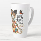 Happy Herfst Ya'll vogelverschrikker en herfstblad Latte Mok (Rechterhoek)