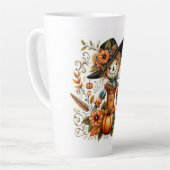 Happy Herfst Ya'll vogelverschrikker en herfstblad Latte Mok (Linkerhoek)