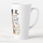 Happy Herfst Ya'll vogelverschrikker en herfstblad Latte Mok (Rechts)