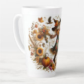 Happy Herfst Ya'll vogelverschrikker en herfstblad Latte Mok (Linkerhoek)