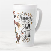 Happy Herfst Ya'll vogelverschrikker en herfstblad Latte Mok (Rechterhoek)