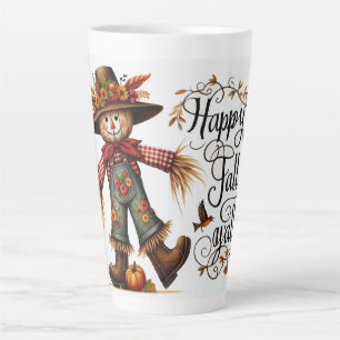 Happy Herfst Ya'll vogelverschrikker en herfstblad Latte Mok