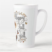 Happy Herfst Ya'll vogelverschrikker en herfstblad Latte Mok (Rechts)