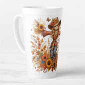 Happy Herfst Ya'll vogelverschrikker en herfstblad Latte Mok (Linkerhoek)