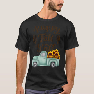 Happy Herfst Y'all  vrachtwagen zonnebloemen herfs T-shirt