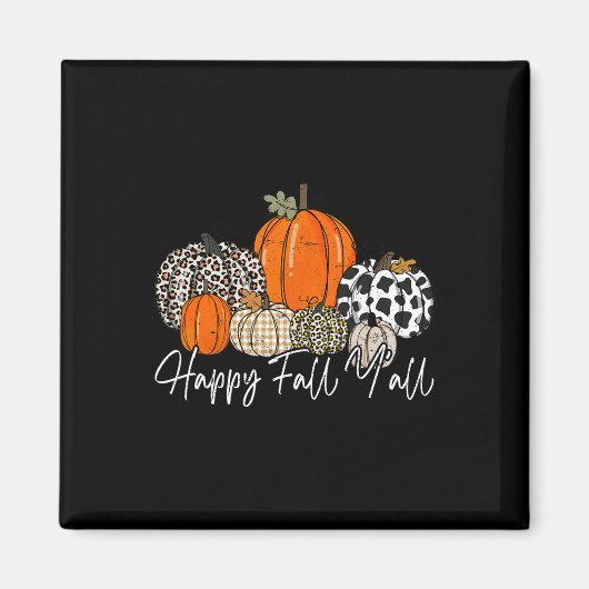 Happy Herfst Y'all Women Mannen Pumpkin Leopard Cu Magneet (Voorkant)