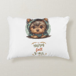 Happy Herfst Y'all Yorkshire Terrier Herfst Hoodie Accent Kussen