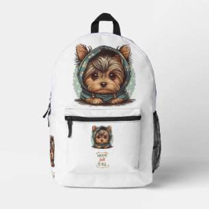 Happy Herfst Y'all Yorkshire Terrier Herfst Hoodie Bedrukte Rugzak