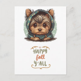 Happy Herfst Y'all Yorkshire Terrier Herfst Hoodie Feestdagenkaart