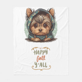Happy Herfst Y'all Yorkshire Terrier Herfst Hoodie Fleece Deken