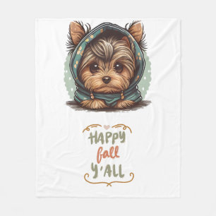 Happy Herfst Y'all Yorkshire Terrier Herfst Hoodie Fleece Deken
