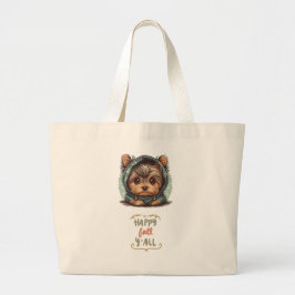 Happy Herfst Y'all Yorkshire Terrier Herfst Hoodie Grote Tote Bag