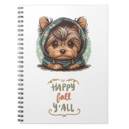 Happy Herfst Y'all Yorkshire Terrier Herfst Hoodie Notitieboek