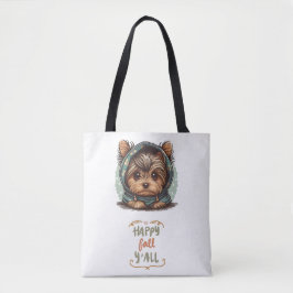 Happy Herfst Y'all Yorkshire Terrier Herfst Hoodie Tote Bag