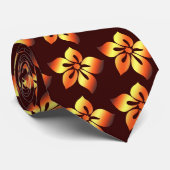 Happy Hibiscus Hawaiian dubbelzijdig bedrukt Stropdas (Opgerold)