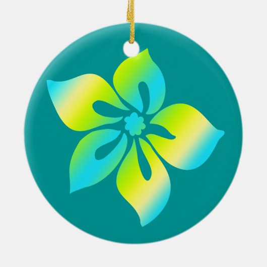 Happy Hibiscus Hawaiian Ornaments Keramisch Ornament (Achterkant)