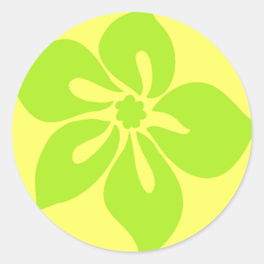 "Happy Hibiscus" sticker in geel/Limoen (Voorkant)
