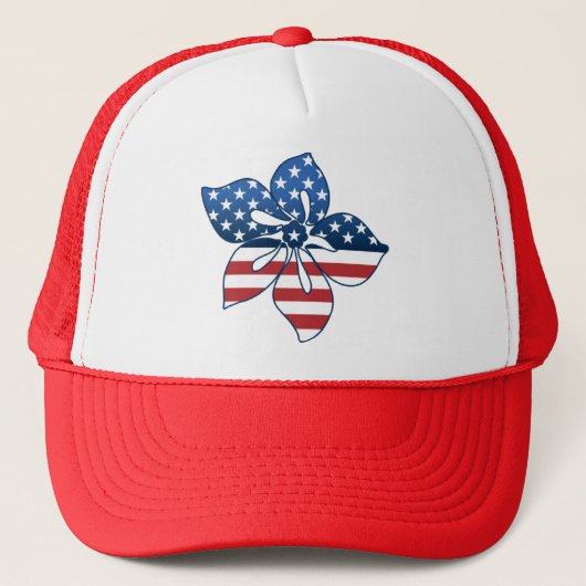 Happy Hibiscus USA Trucker Hat Pet (Voorkant)